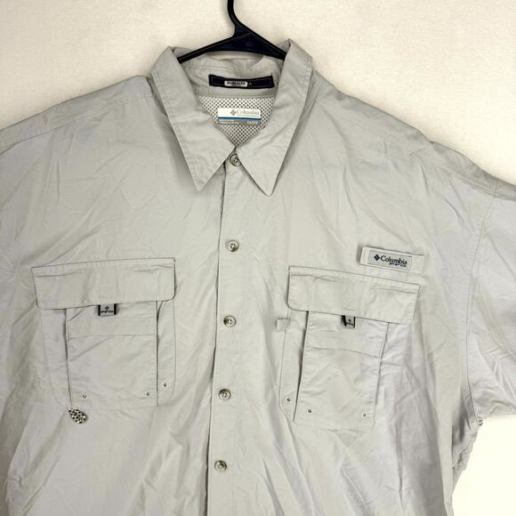 Columbia PFG Fishing Gear Light Gray Short Sleeved Nylon Shirt Mens Size 2X - Picture 6 of 10